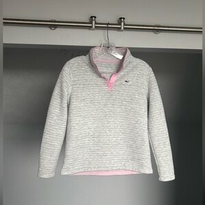 Vineyard Vines Girls 1/4 Zip Light Gray Pullover